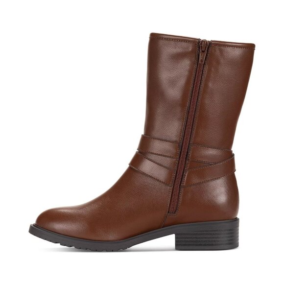90$ Style & Co Valeriee Mid Shaft Boots Round Toe Women's Size 8.5 Cognac Brown - Picture 2 of 5
